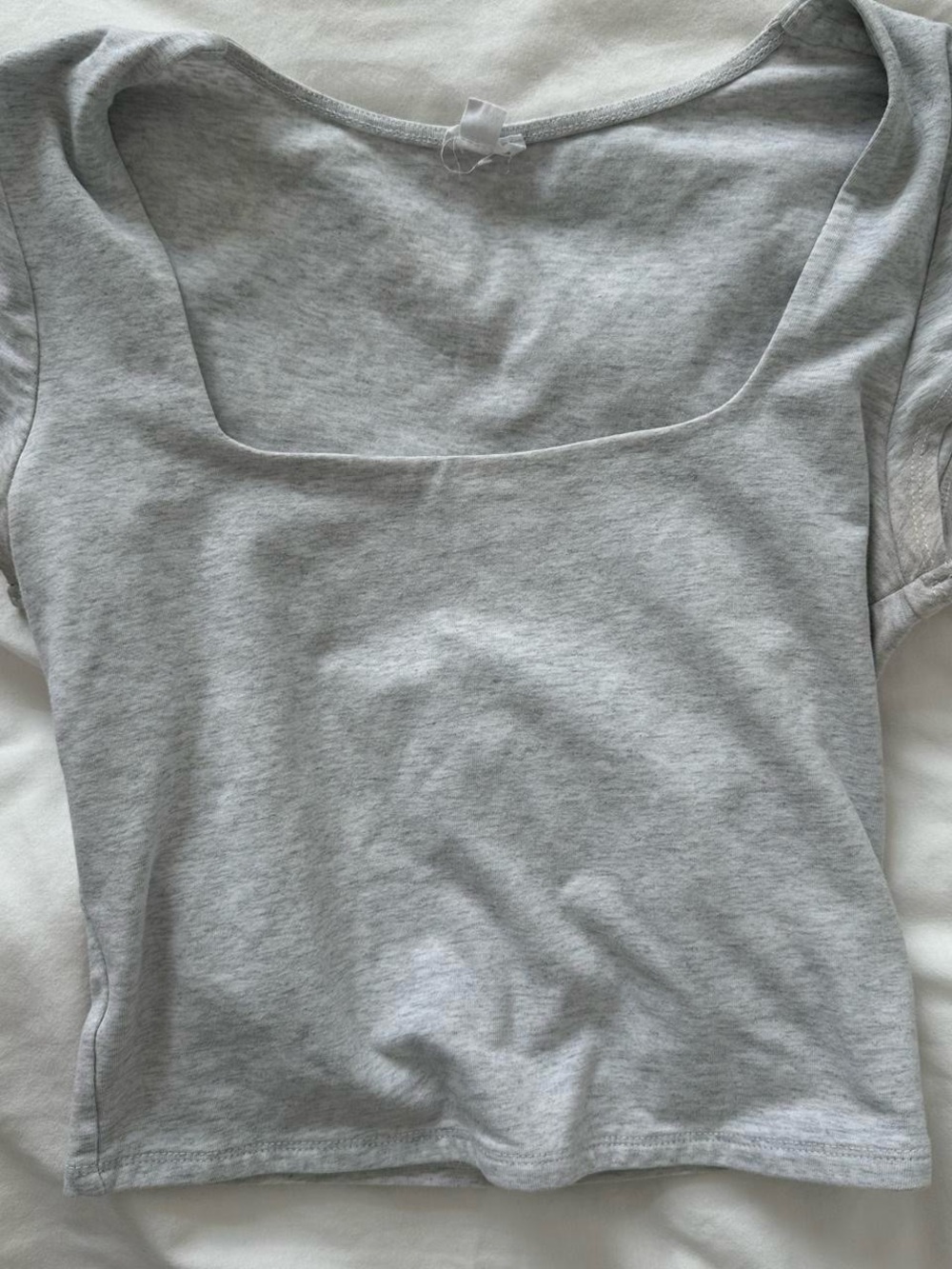 Women’s Square Neck Short Sleeve Top - Light Grey
